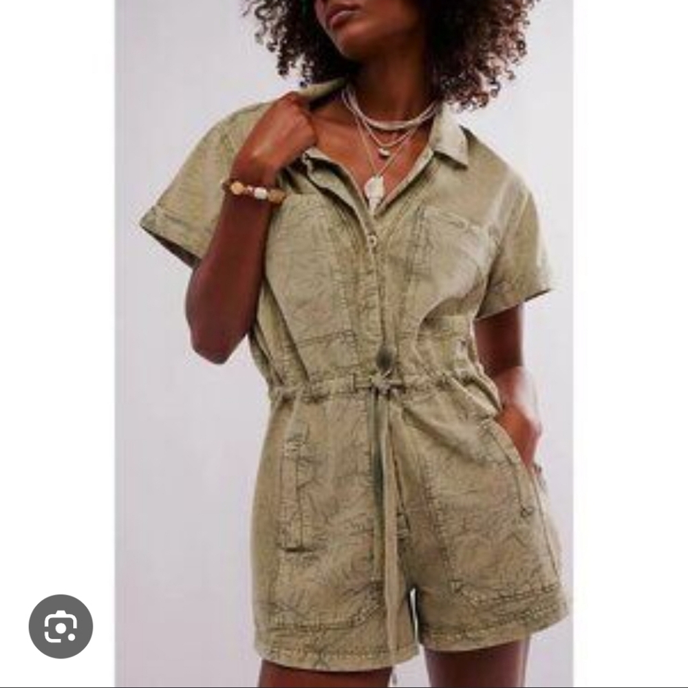 Free People Green Jumpsuit Effortless Style